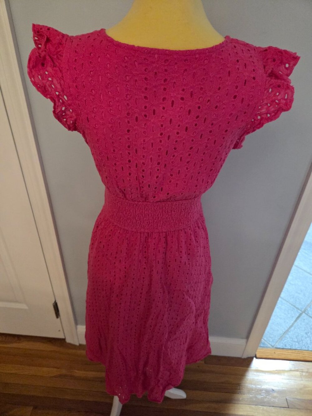 Eyelet Butterfly Sleeve Ruffle Dress - Picture 2 of 4